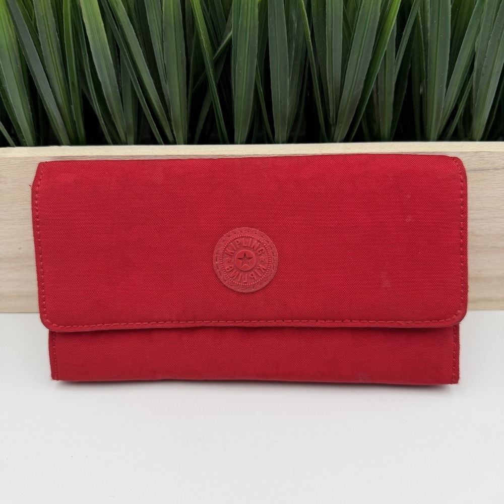 Kipling Red Money Land Snap Tri-Fold Wallet